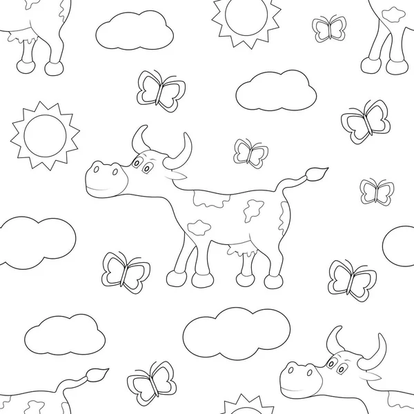 Cow Modelo Sin Costura Página Colores Ilustración Vectores — Vector de stock