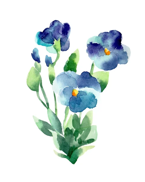 Watercolor illustration of a violets on a white background. — Stock Photo, Image