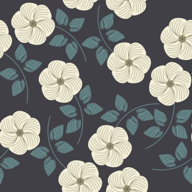 Güzel çiçek ve yaprakları ile sonsuz desen