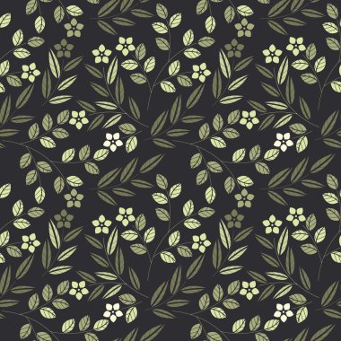 Dekoratif çiçek ve yaprakları üzerinde izole ile Seamless Modeli 