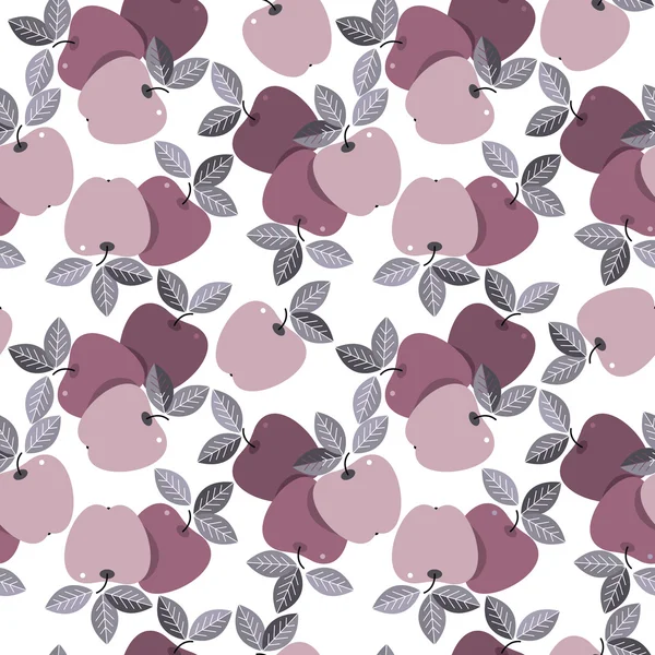 Motif sans couture avec des pommes colorées isolées sur fond blanc — Image vectorielle