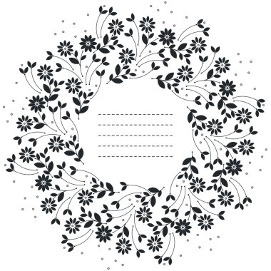 Papatya çiçeği ve yaprağı ile sevimli yuvarlak çerçeve