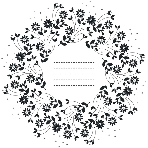 Carino cornice rotonda con fiori e foglie di camomilla — Vettoriale Stock