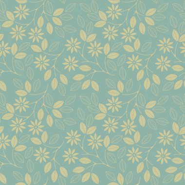 Sarı çiçek ve yaprakları üzerinde gree izole ile Seamless Modeli