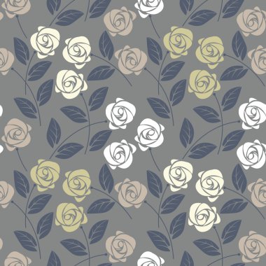 Şirin gül ve yaprakları güzel seamless modeli