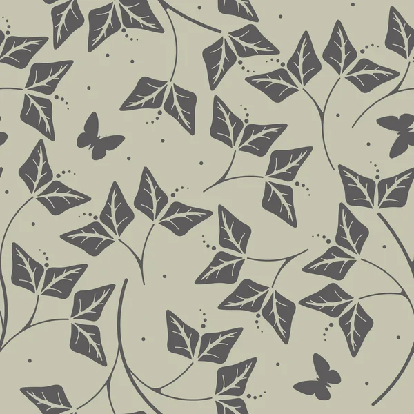 Stilvolles, nahtloses Muster mit Pflanzen und Schmetterlingen — Stockvektor