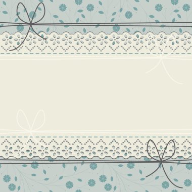 Dantel çerçeve yeşil çiçek ve yaprakları ile