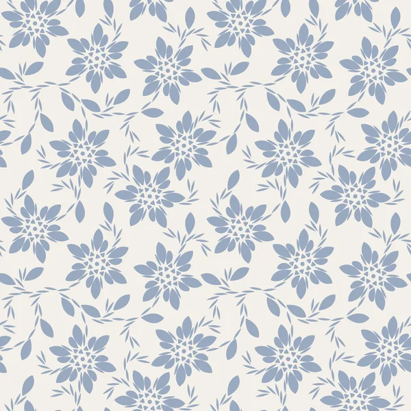 Beau motif sans couture avec des fleurs et des feuilles bleues — Image vectorielle