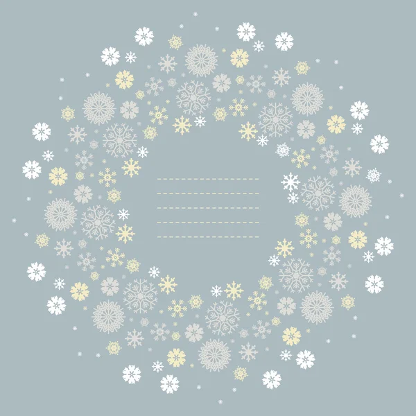 Hermoso marco redondo con copos de nieve — Archivo Imágenes Vectoriales