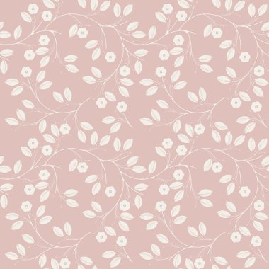 Çiçekler ve yapraklar üzerinde pembe b izole şirin seamless modeli