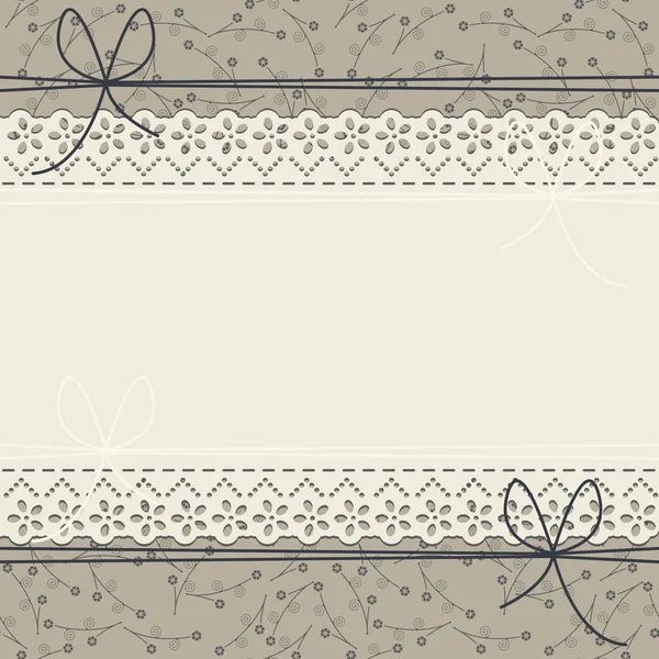 Cute lace frame with flowers and bows — Stock Vector