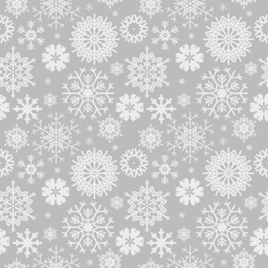 Üzerinde ışık gri bac izole kar taneleri ile şirin seamless modeli