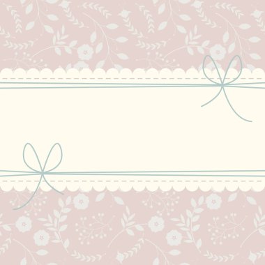 Çiçekler, bitkiler ve yay ile şirin dantel kare