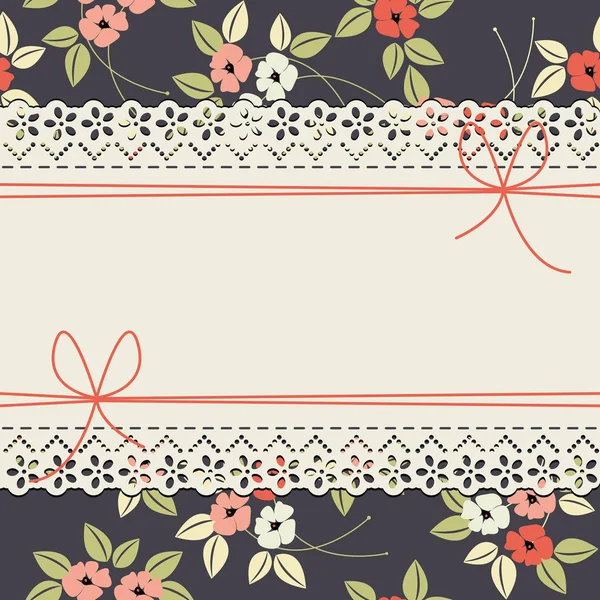 美丽的罂粟花朵、 植物、 弓优雅花边框架 — 图库矢量图片