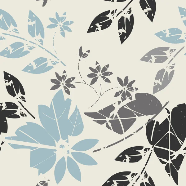 Beau motif sans couture avec des fleurs et des feuilles abstraites — Image vectorielle