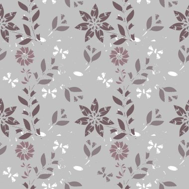 Çiçekler, yapraklar ve dekoratif el ile soyut seamless modeli