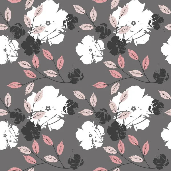 Sevimli çiçek ve yaprakları dekoratif seamless modeli