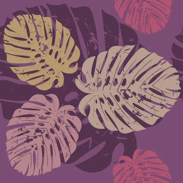 Monstera Yapraklarıyla Mükemmel Bir Desen Tekstil Ambalaj Kağıdı Ambalaj Daha — Stok Vektör