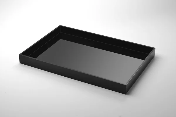 Rechteckiges Tablett aus schwarzem Plexiglas — Stockfoto