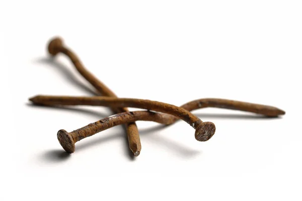 Crooked and rusty nails — Stock Photo, Image