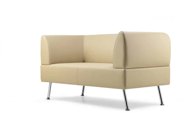 Beige läder soffa sidovy — Stockfoto