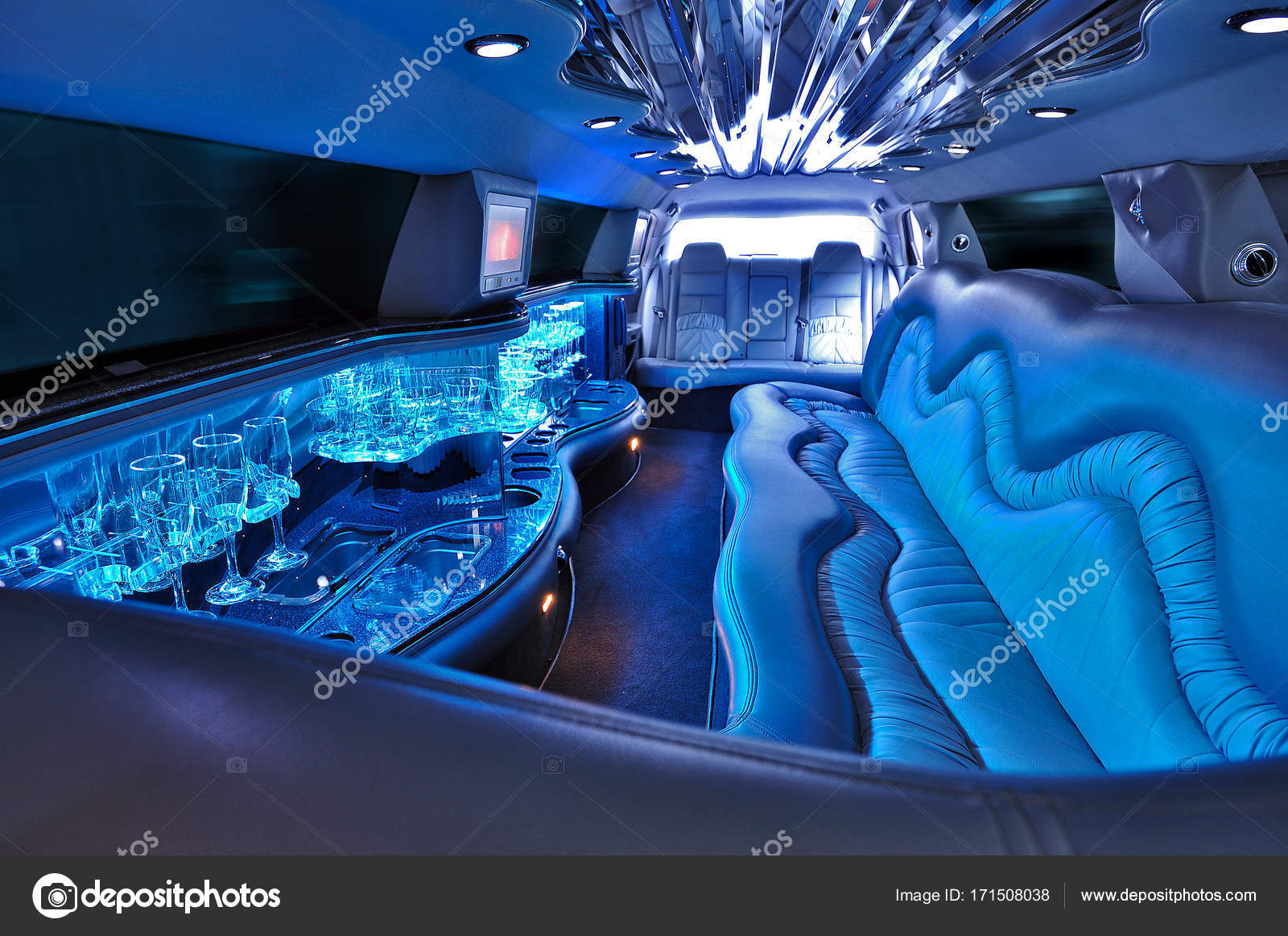 Limousine Interieur Ohne Menschen Stockfoto