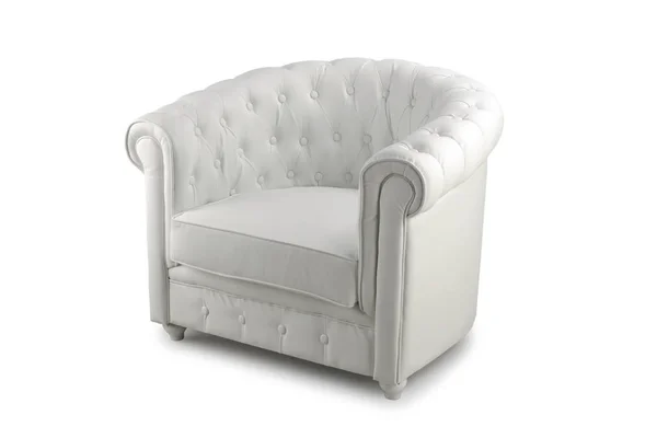 Кресло в белой искусственной коже — стоковое фото