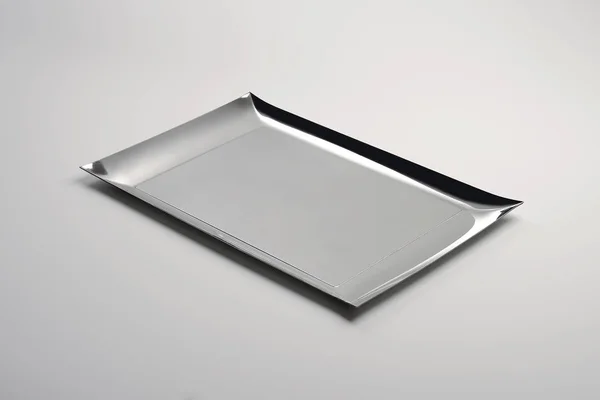 Rechteckiges Tablett aus Stahl — Stockfoto