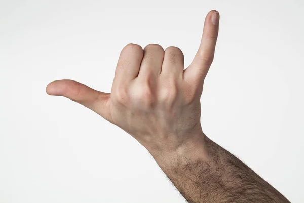Los hangen of shaka hand gebaar — Stockfoto