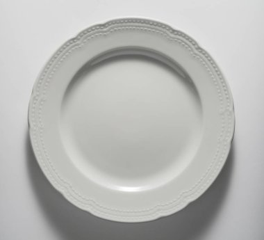 Boş beyaz yuvarlak plaka Üstten Görünüm