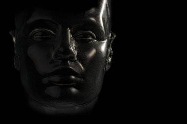 Şeffaf kukla kafası siyah arkaplanda izole edildi