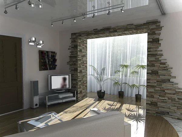 Minimalist oturma odası fikirler, 3d render