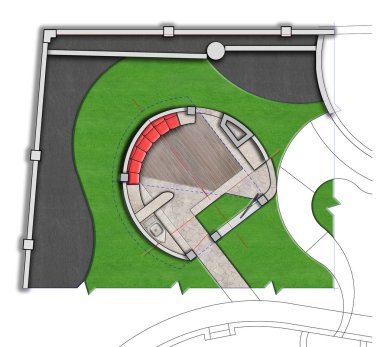 Peyzaj veranda master planı 2d kroki