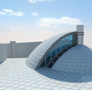 Modern çardak dış 3d çizim