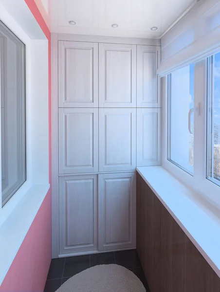 Дизайн мінімалістичного балкона, 3d ілюстрація — стокове фото