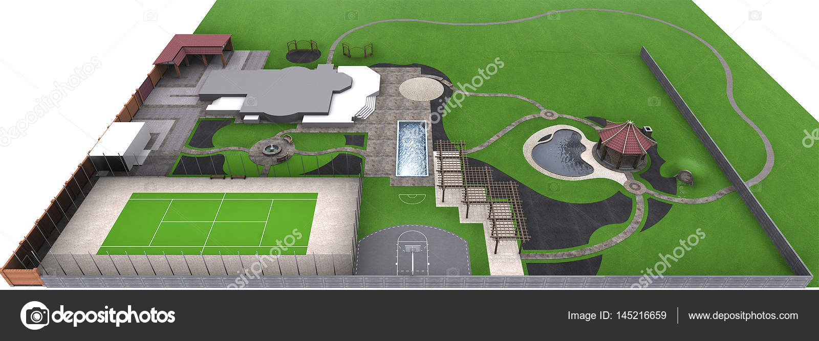 Landscaping Master Plan 3d Render Stock Photo Image By C Threedicube 145216659