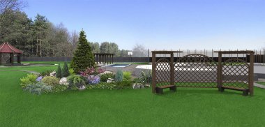 Arka Bahçe mahremiyet perde, 3d render