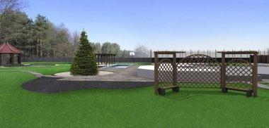 Arka Bahçe mahremiyet perde, 3d render