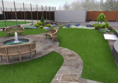 Güzel arka bahçesinde makeovers, 3d render