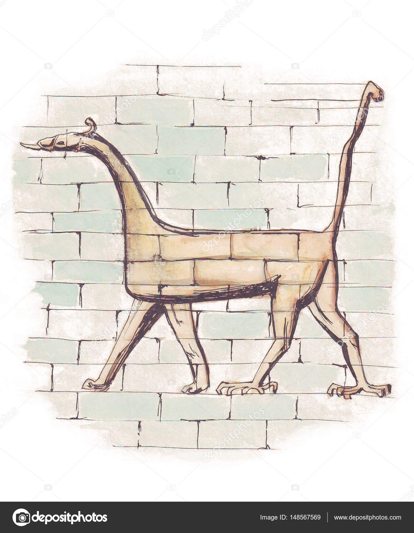 Figura del drago da porta di Ishtar di Babilonia costruito intorno al 575 a c — Foto di ThreeDiCube