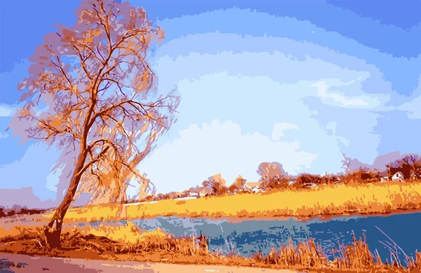 Paysage d'automne photo, illustration vectorielle — Image vectorielle