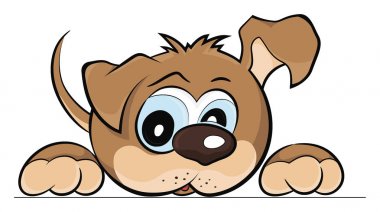 Köpek yavrusu köpek amblemi, vektör çizim 
