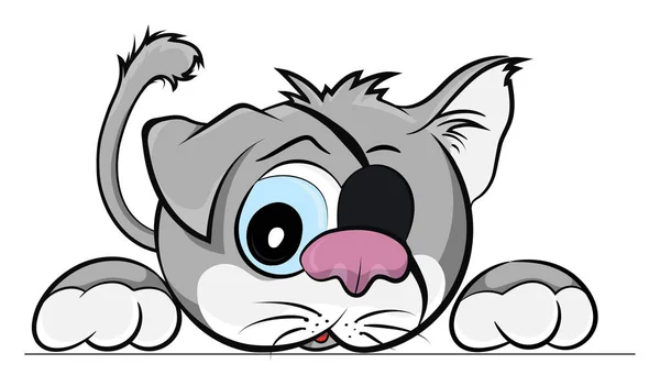 One-eyed naughty kitten, vector illustration — Stock Vector