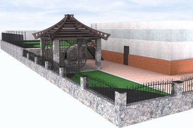 Açık alan bitişik özellik satırı, 3d render bölen yaşayan