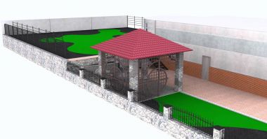 Açık alan bitişik özellik satırı, 3d render bölen yaşayan