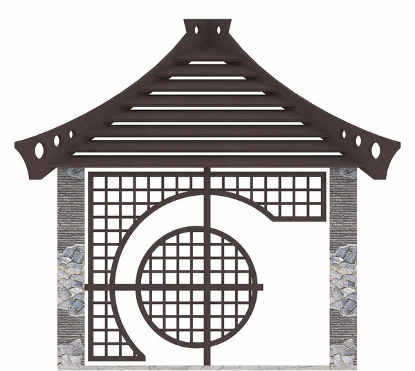 Oriental gazebo design, renderização 3d — Fotografia de Stock