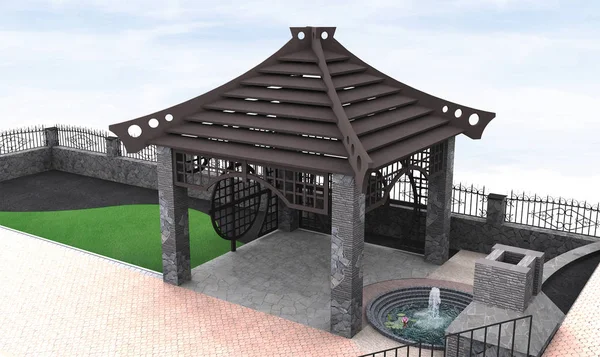 Gazebo ideas de diseño, ilustración 3d —  Fotos de Stock