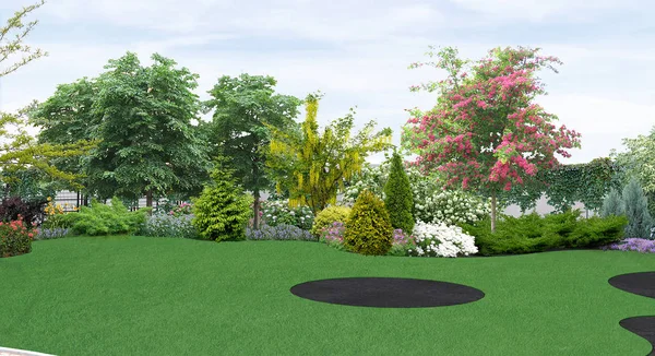 Backyard planting of greenery, 3d render — Stock Photo, Image