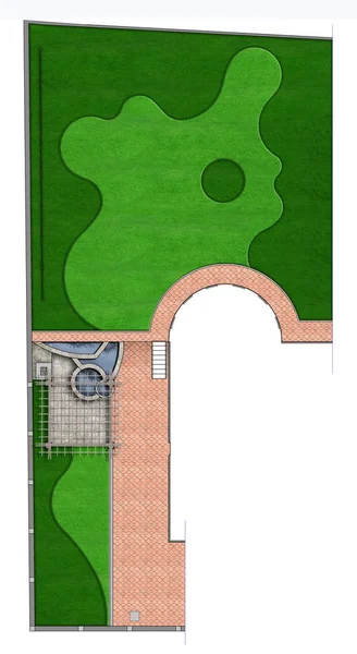 Komplett trädgården landskapsarkitektur översiktsplan, illustration — Stockfoto