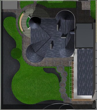 Messuage havadan görünümü, 3d çizim